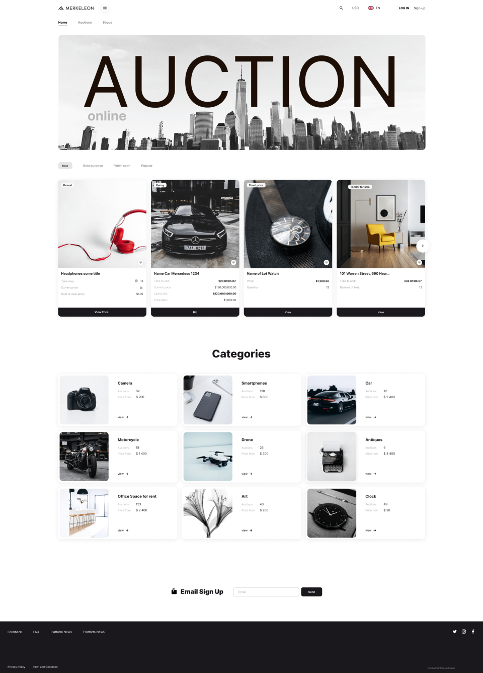 screenshot of Merkeleon Internet Auction Software